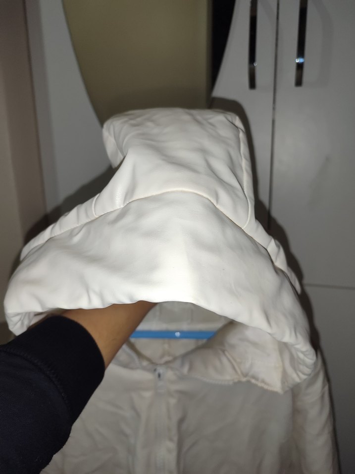 Beyaz Fermuarlı Midi Kadın mont - Görsel 4