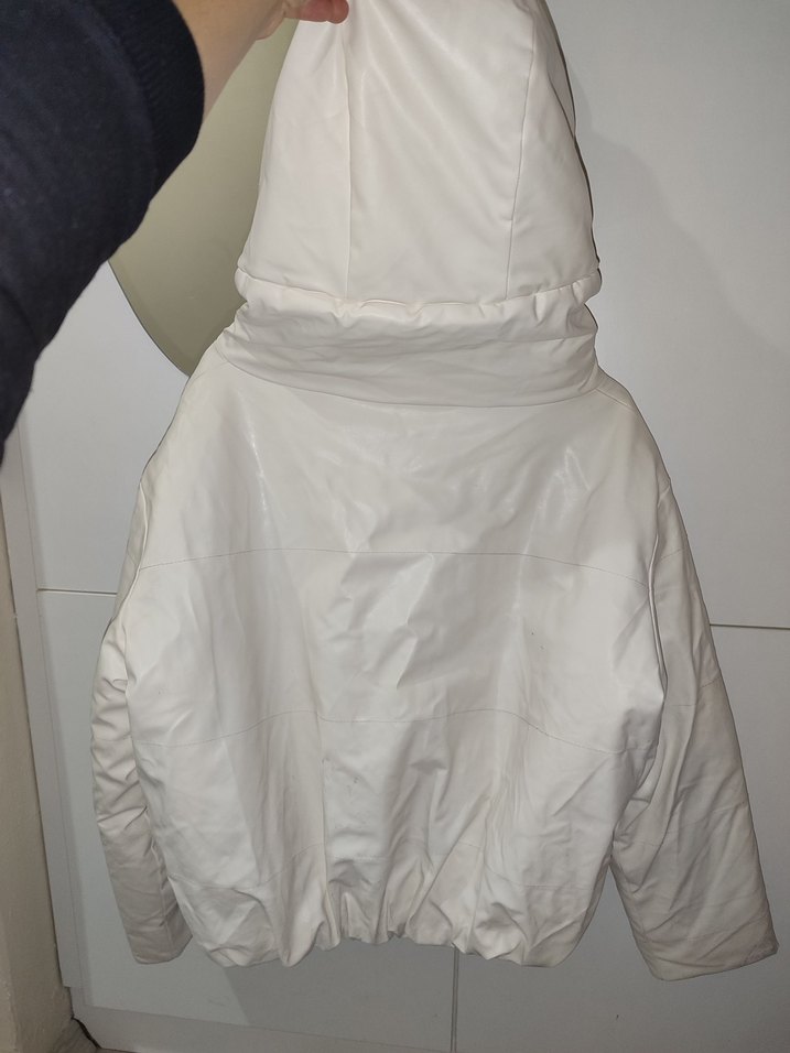 Beyaz Fermuarlı Midi Kadın mont - Görsel 5