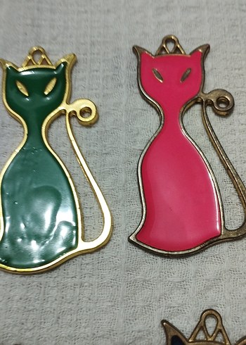 Renkli Kedi Figürlü Kolye Uçları - Görsel 4
