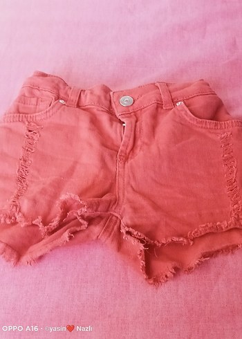 Koton Kız Çocuk Pembe Batik Desenli Denim Şort