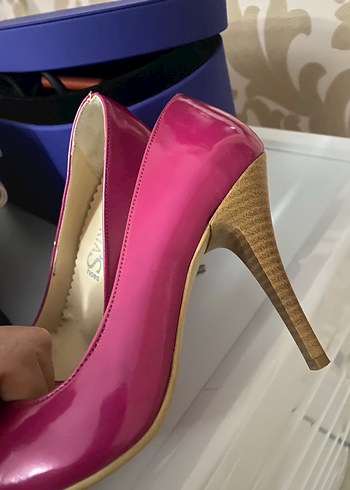 Parlak Pembe Stiletto Kadın Topuklu Ayakkabı - Görsel 2