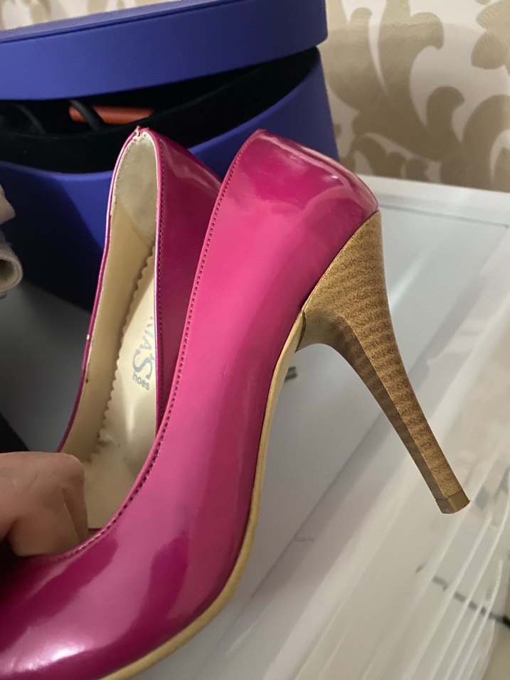 Parlak Pembe Stiletto Kadın Topuklu Ayakkabı - Görsel 2