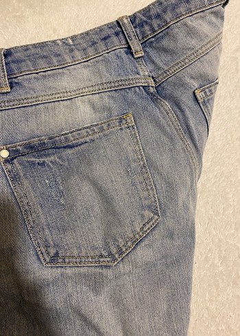 Düğmeli Mavi Midi Kot Şort - Görsel 2