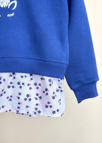 6 Yaş Beden mavi Renk Kız Çocuk Mavi Örme Sweatshirt ve Pantolon Takımı