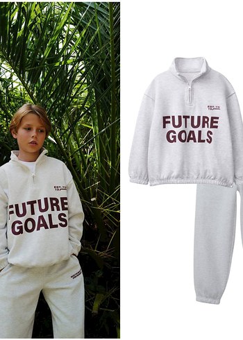Gri Kapüşonlu Sweatshirt ve Eşofman Takımı