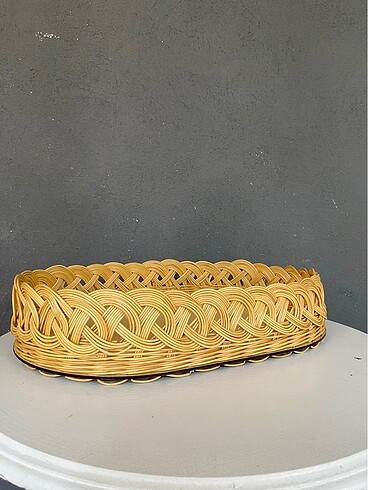 Ikea Rattan Hasır Dekoratif Sunum Tepsi