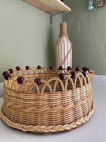 Rattan Hasır Bambu Dekoratif Sepet