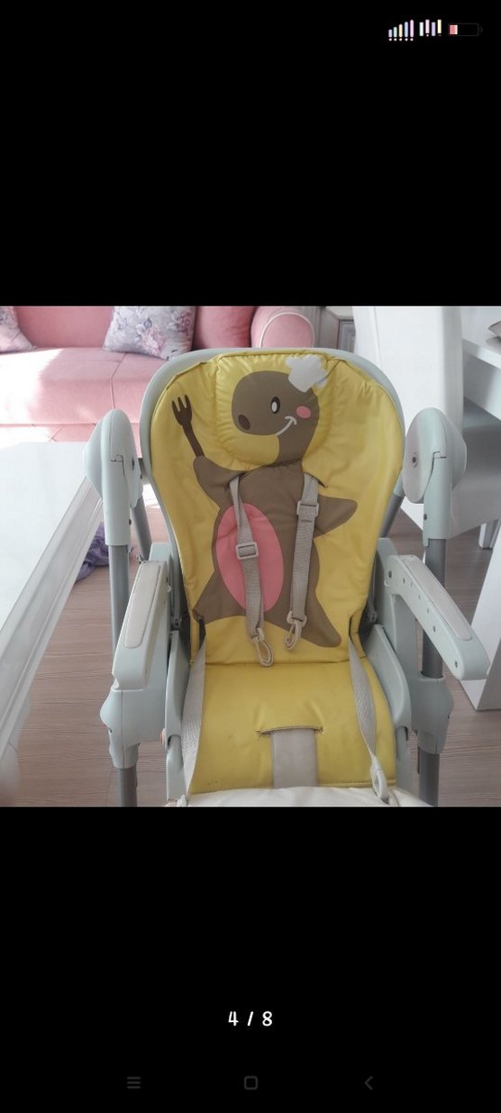 Turuncu Pastel Renkli Bebek Mama Sandalyesi - Görsel 4