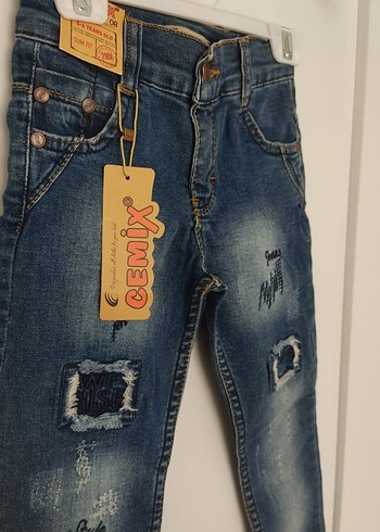 Erkek Çocuk Baskılı Koyu Mavi Denim Pantolon - Görsel 2