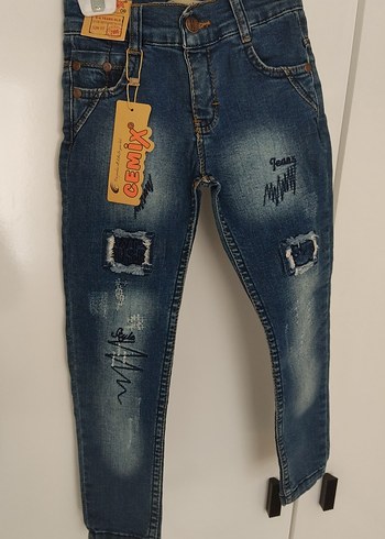 Erkek Çocuk Baskılı Koyu Mavi Denim Pantolon - Görsel 4