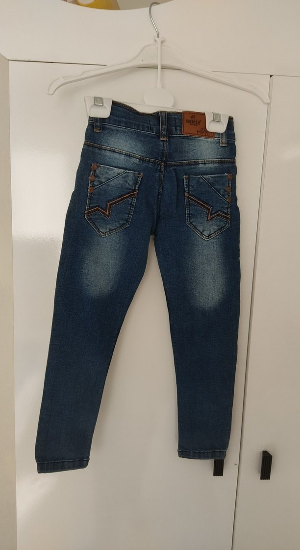Erkek Çocuk Baskılı Koyu Mavi Denim Pantolon - Görsel 3
