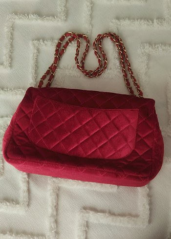 vişne çürüğü rengi Zincir Detaylı Kadın Süet Çanta - Görsel 2