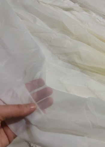 Beyaz Sarı Tonlu 140x260 iki adet tül - Görsel 3