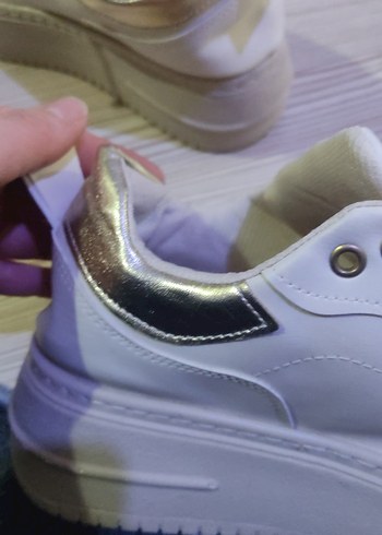 krem renk  Platform Topuklu Kadın Spor Ayakkabı - Görsel 5