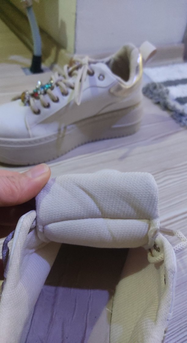 krem renk  Platform Topuklu Kadın Spor Ayakkabı - Görsel 4