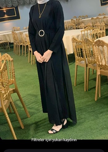 Siyah Kadın Uzun Tulum, Dökümlü, Yüksek Yaka - Görsel 5