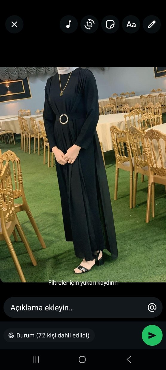 Siyah Kadın Uzun Tulum, Dökümlü, Yüksek Yaka - Görsel 5