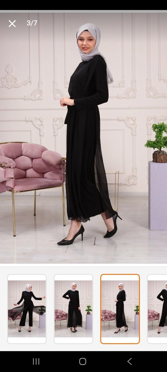 Siyah Kadın Uzun Tulum, Dökümlü, Yüksek Yaka - Görsel 3