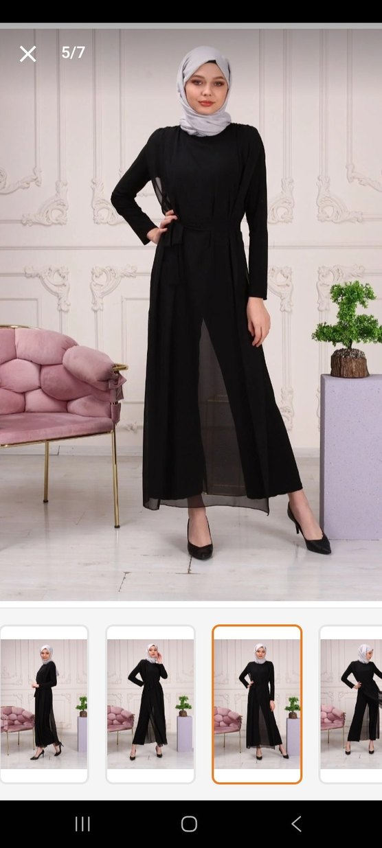 Siyah Kadın Uzun Tulum, Dökümlü, Yüksek Yaka - Görsel 4