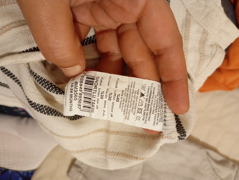 Bej Keten Erkek Bebek Kısa Kollu Takım - Görsel 3