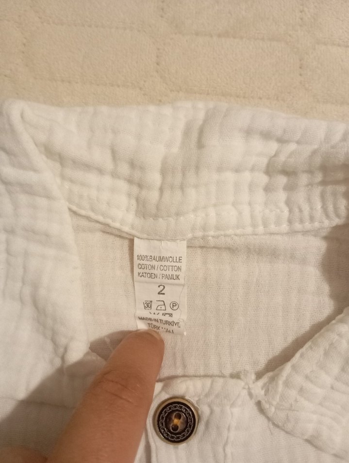 Beyaz Yakalı Pamuklu Erkek Bebek Takım - Görsel 3