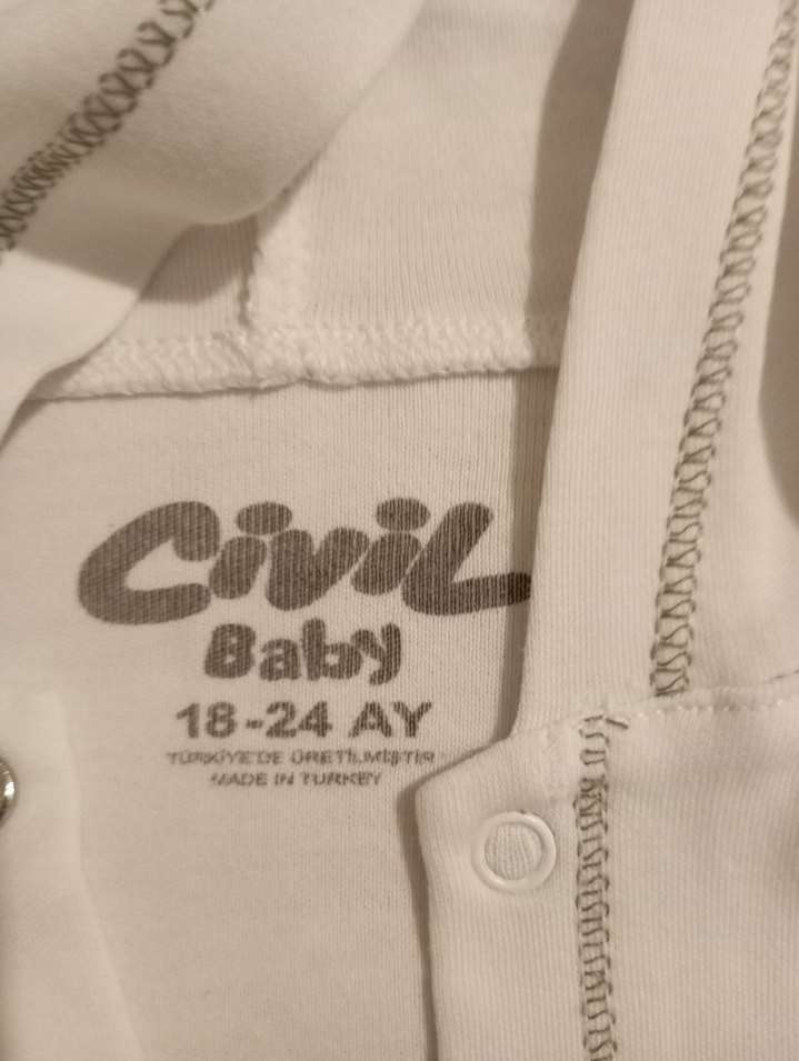 Kapüşonlu Beyaz Erkek Çocuk Hırka - Görsel 3