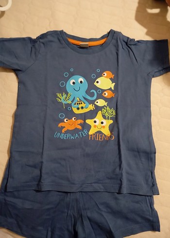 Mavi Baskılı Erkek Bebek Kısa Kollu Takım - Görsel 2