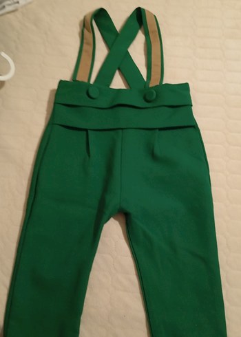 Koyu Yeşil Erkek Çocuk Askılı Tulum Papyonlu - Görsel 2