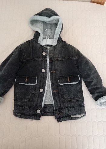 Kapüşonlu Gri Erkek Çocuk Kot Ceket - Görsel 4