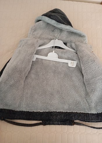 Kapüşonlu Gri Erkek Çocuk Kot Ceket - Görsel 5