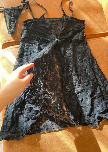 Diğer Siyah Gotik Midi Kadın Gecelik Takımı