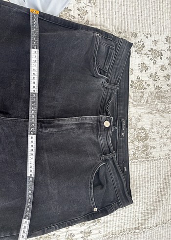 46 Beden siyah Renk Kadın Siyah Bol Kesim Midi Denim Pantolon