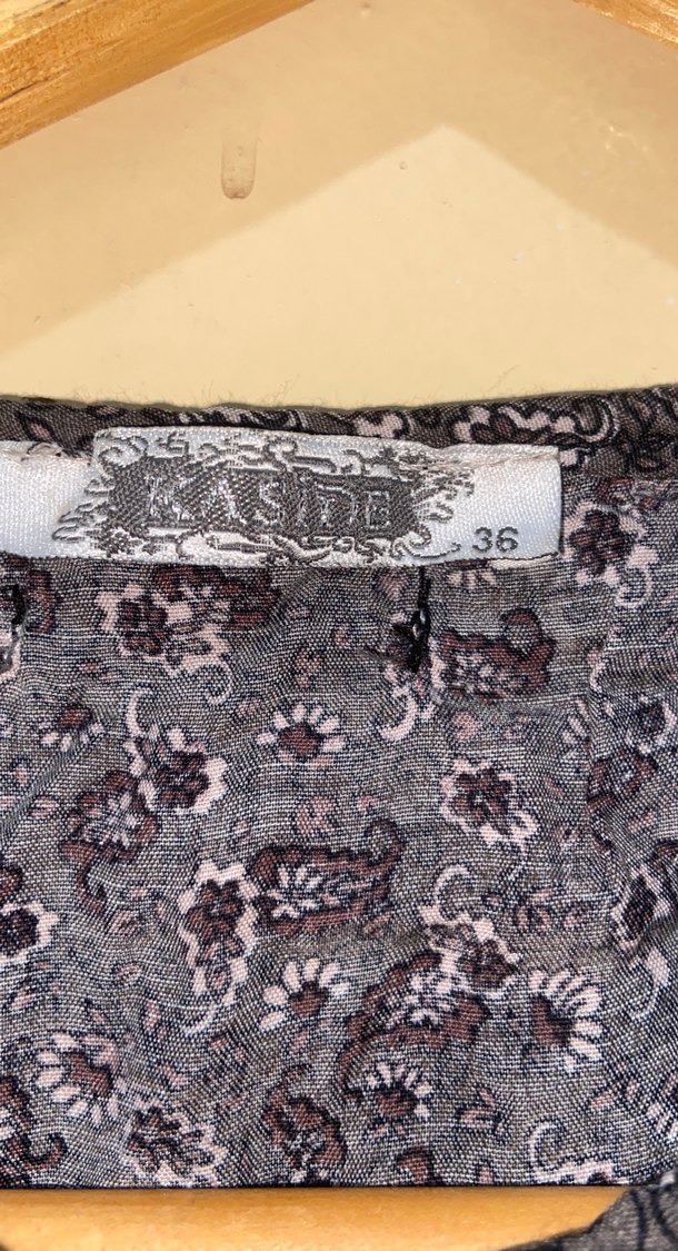 Gri Desenli Keten Bohem Kız Bluzu - Görsel 3