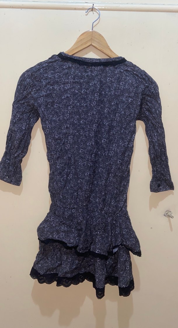 Gri Desenli Keten Bohem Kız Bluzu - Görsel 2