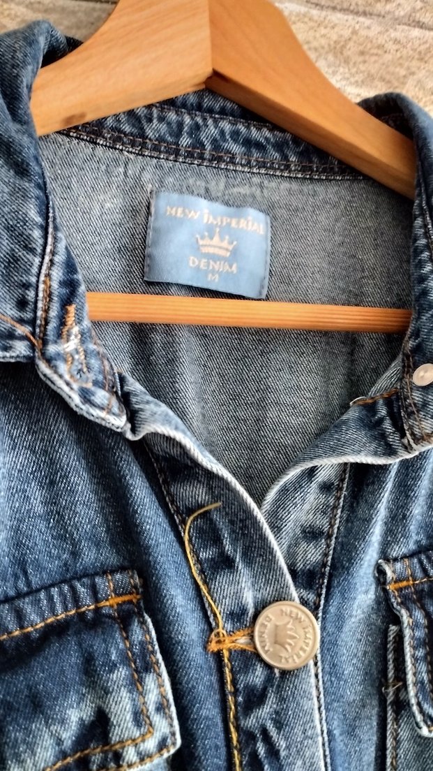 Düğmeli Mavi Denim Midi Elbise - Görsel 3
