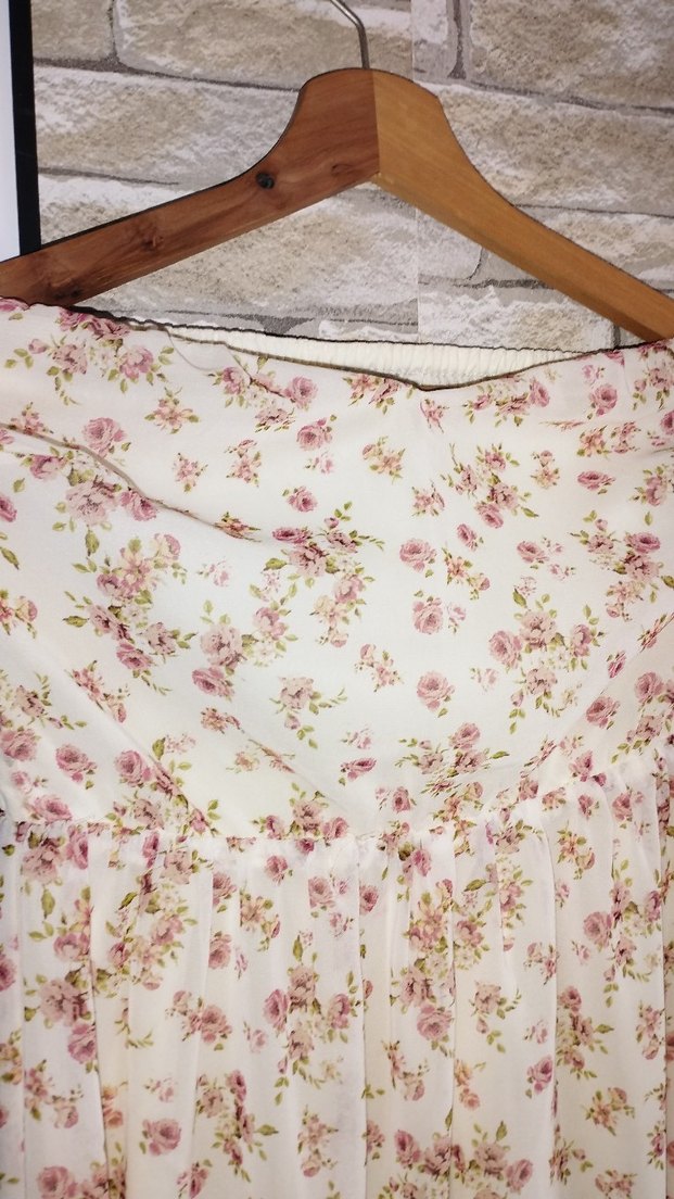 Bej Çiçek Desenli Uzun Bohem Elbise - Görsel 3