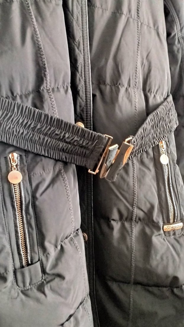 Siyah Kemerli Kadın Midi Kışlık Mont - Görsel 3