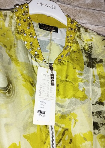 Sarı Baskılı Mini Kadın Ceket - Görsel 3