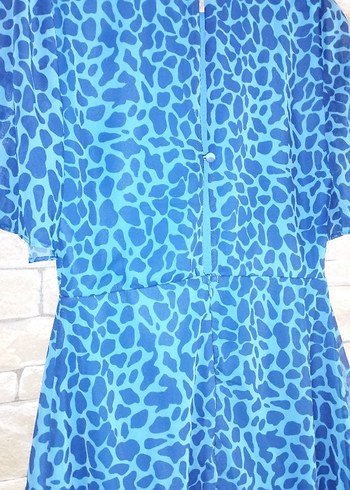 Mavi Uzun Kadın Elbise - Görsel 3