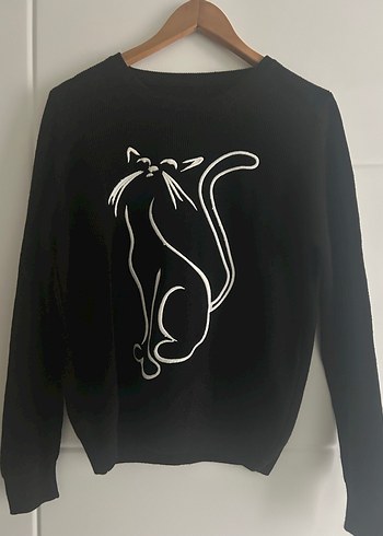 Siyah Baskılı Kadın Sweatshirt - Görsel 2