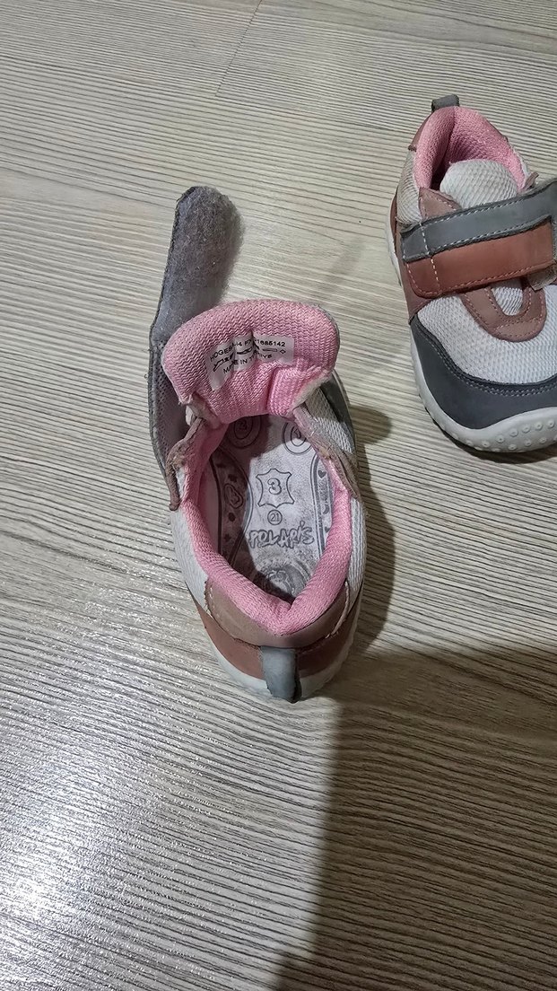 Kız Çocuk Gri Spor Ayakkabı Velcro - Görsel 3