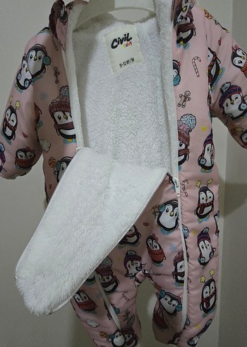 Kız Bebek Peluş Detaylı Pembe Tulum - Görsel 2