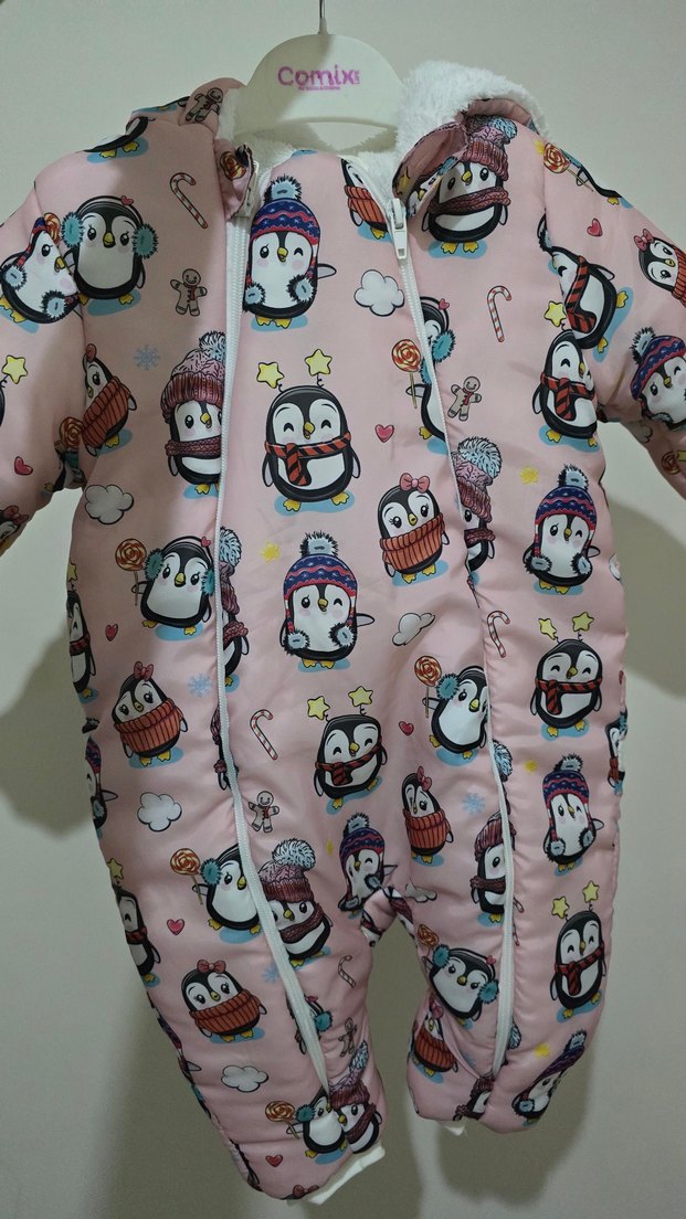 Kız Bebek Peluş Detaylı Pembe Tulum - Görsel 5