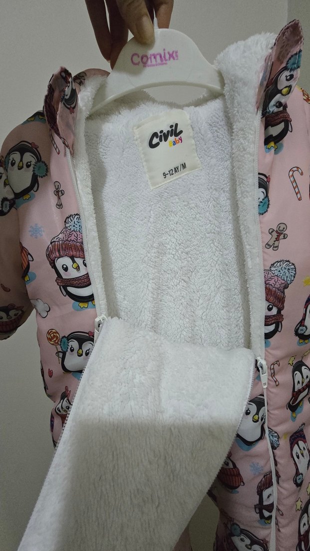 Kız Bebek Peluş Detaylı Pembe Tulum - Görsel 3