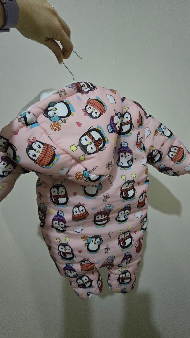 Kız Bebek Peluş Detaylı Pembe Tulum - Görsel 4