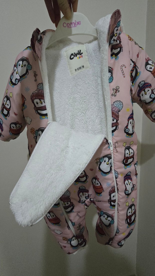 Kız Bebek Peluş Detaylı Pembe Tulum - Görsel 2