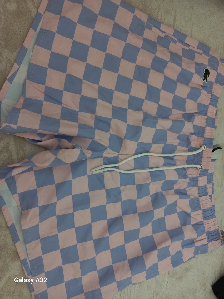 Pembe Mavi Kareli Midi Şort - Görsel 3