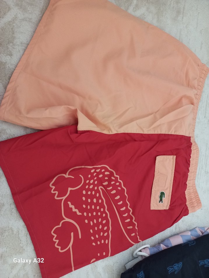 Pastel Kırmızı ve Somon Renkli Mini Erkek Şort - Görsel 3