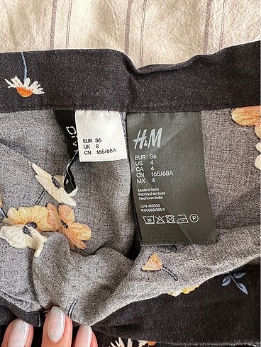 36 Beden çeşitli Renk H&M Çiçekli Anvelop Etek Belden Bağlamalı