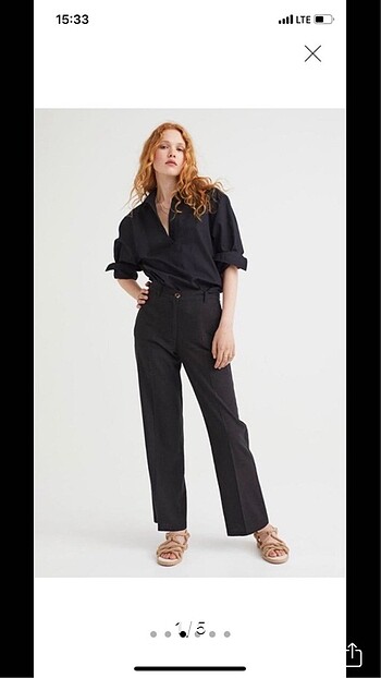 H&M Siyah Keten Pantolon